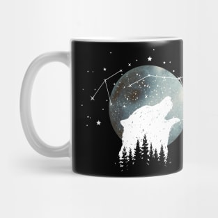 Moon and howling wolf Mug